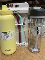 2 water bottles contigo/ello & reusable straws