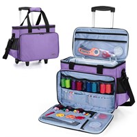 LUXJA Sewing Machine Case with Detachable Dolly an