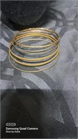 6 piece gold tone bangle bracelet lot