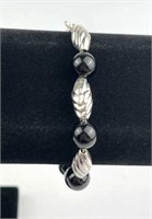 925 Silver and Black Bead Bracelet