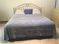 KING SIZE BED W IRON HEADBOARD, ELECTRIC BLANKET