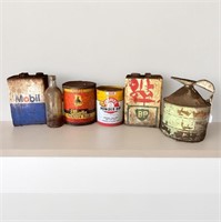 QTY OF OIL TINS AND BOTTLES INCLUDES