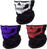 3 Pack of Seamless Skull Face Bandanas for Women