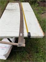 2 man saw blade with wood handles