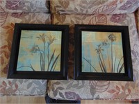 2 matching flower art pieces