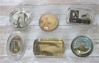 6 VINTAGE GLASS PAPERWEIGHTS