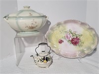 Vintage Ceramic Platter, Tureen & Kettle
