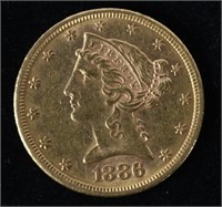 1880-S $5 LIBERTY US GOLD COIN