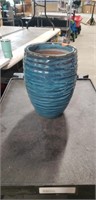 Blue ceramic painted terra cotta vase