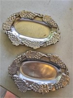 Mexican Made Pewter Metal Grape Pattern Dishes