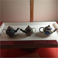 3 cloisonne teapots