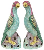 Pr. Chinese Porcelain Figural Parrots