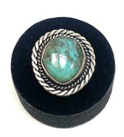 Sterling silver bezel set freeform turquoise ring