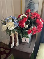 Faux Flowers with Bucket