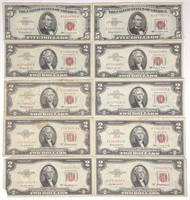 (10) US Red Notes Paper Currency