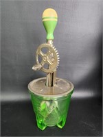 Vtg A&J Petroleum Glass Hand Mixer Uranium Glass