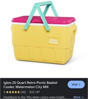 NEW IGLOO 25QT RETRO PICNIC COOLER (S232)