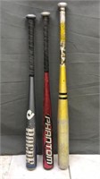 3 Metal Baseball Bats - Used Condition