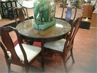 Circle dining table with 4 chairs