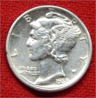1938 S Mercury Silver Dime