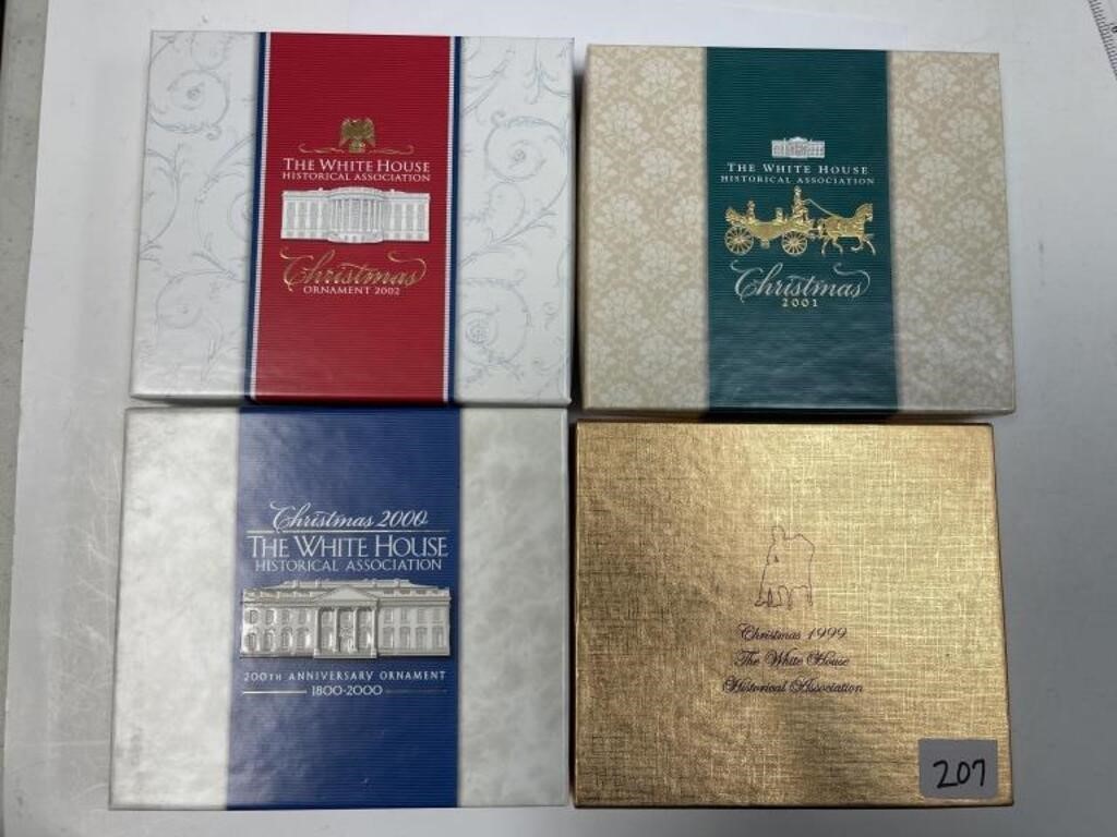 LOT OF 4 WHITE HOUSE CHRISTMAS ORNAMENTS 99-02