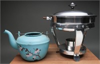 Vintage Enamelware Tea Kettle & Chafing Dish