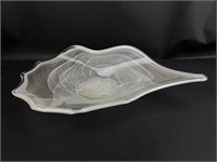 Unique Form Art Glass White Swirl Dish