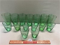 LARGE LOT OF GREEN DRINKING GLASSES