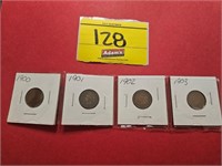 (4) INDIAN HEAD PENNIES, 1900, 1901, 1902, 1903