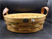 Leather Handled 13" Round PeterBoro Basket