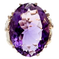 10 Carat Amethyst Elephant Statement Ring 10k