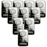 (10) 1 oz Morgan Design Silver Bars