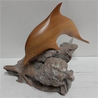 Wood Dolphin Figure