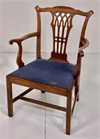 Chippendale arm chair, pierced back splat, slip