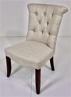 Tufted back side chair, square legs, rolled top,