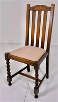 Oak side chair, Arts & Crafts, rope turned legs,