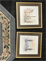 Pr Framed & Matted Architectural Art Pieces