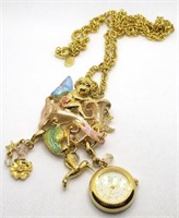 Kirks Folly Moon Flower Pendant/Brooch w/Watch &