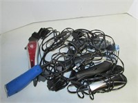 Box of Various Hair Trimmers and Attachments