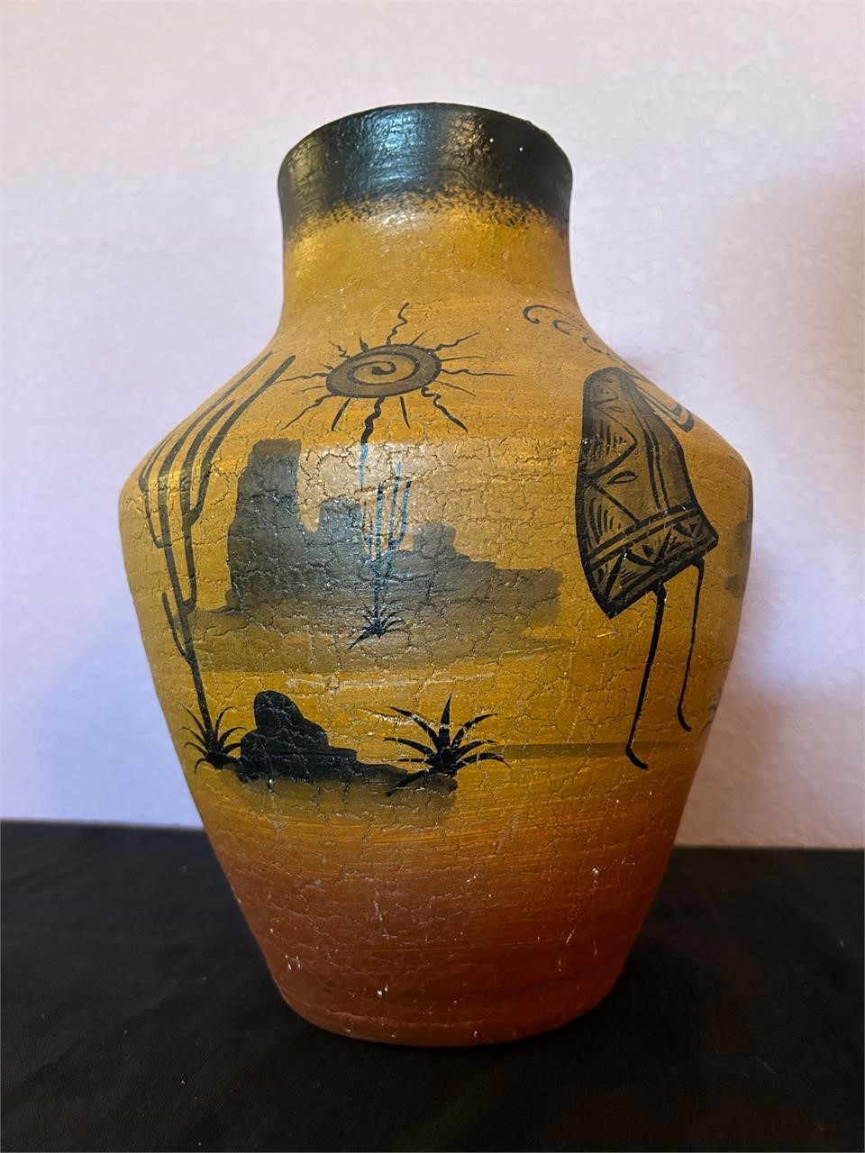 Painted Pottery Vase, Signed, Marked Mexico