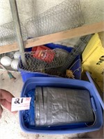 Tote of Tarps and Chicken Wire