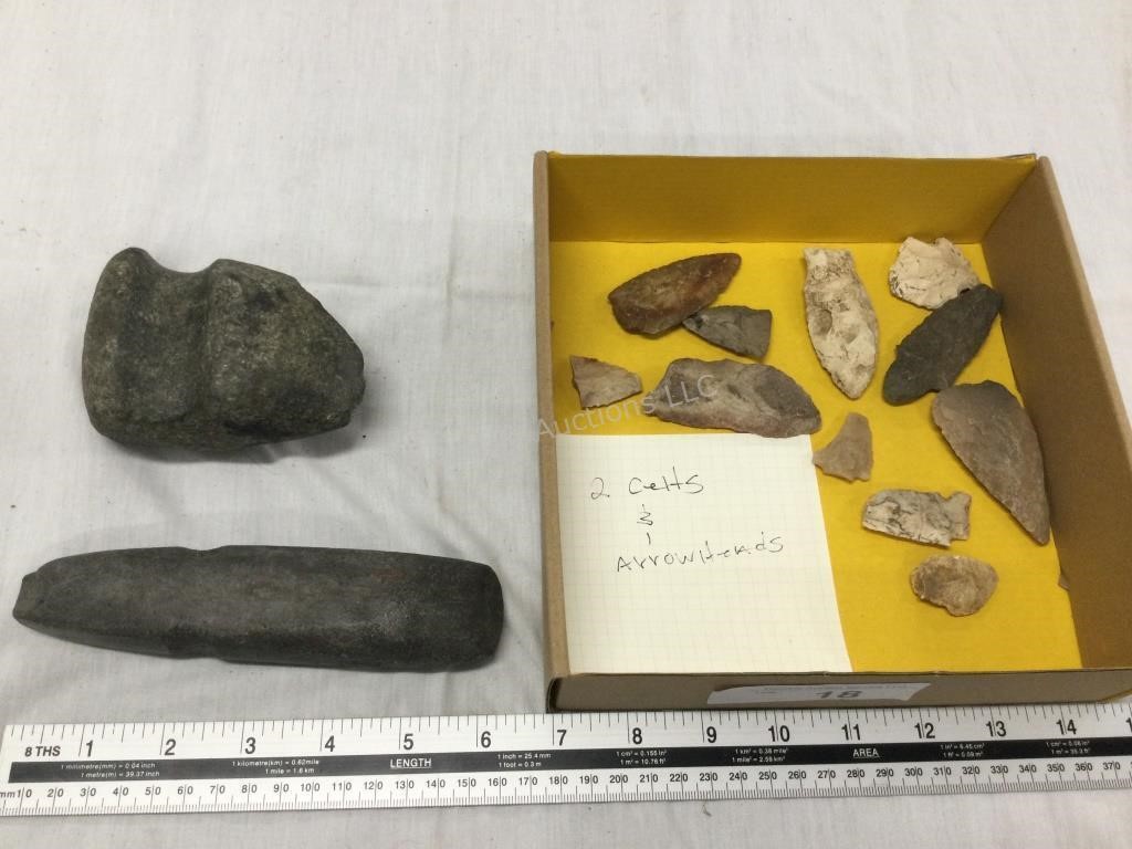 2 Celts and arrowheads