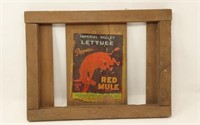 Red Mule Paper Label Wooden Crate End
