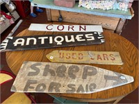 Four Handpainted Primitive Signs