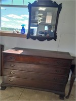 Solid mahogany chest with wall mount mirror 42"W