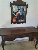 Solid mahogany desk with wall mirror 42"W