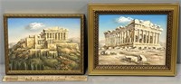 Ruins in Landscape; 2 Oil Paintings on Board