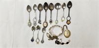 Collectible ornate spoons and costume jewelry