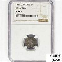 1836 G.Britain 4P Britannia NGC MS63