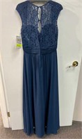 Bridesmaid Dress - Navy Blue Lace Chiffon, SIZE 12